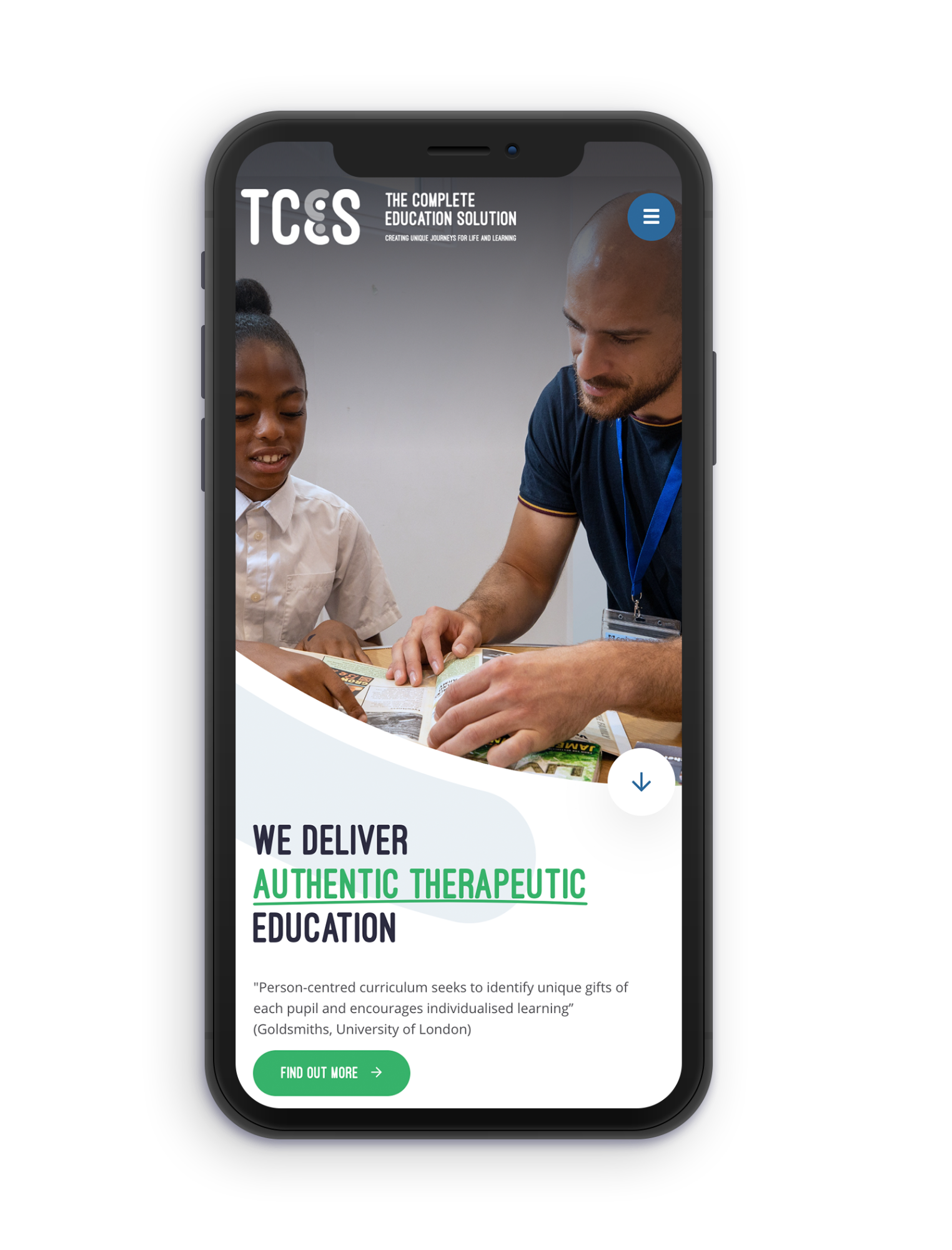 Mock-up of TCES design on mobile