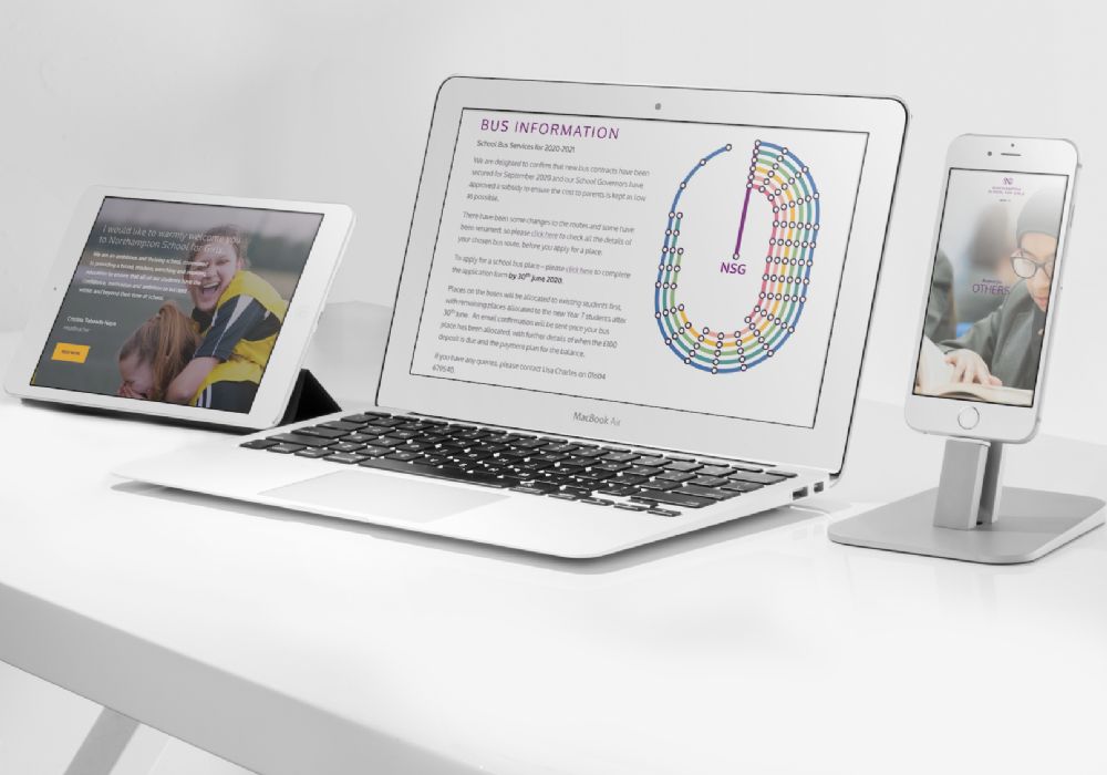 Northampton School mockups on laptop, tablet and mobile