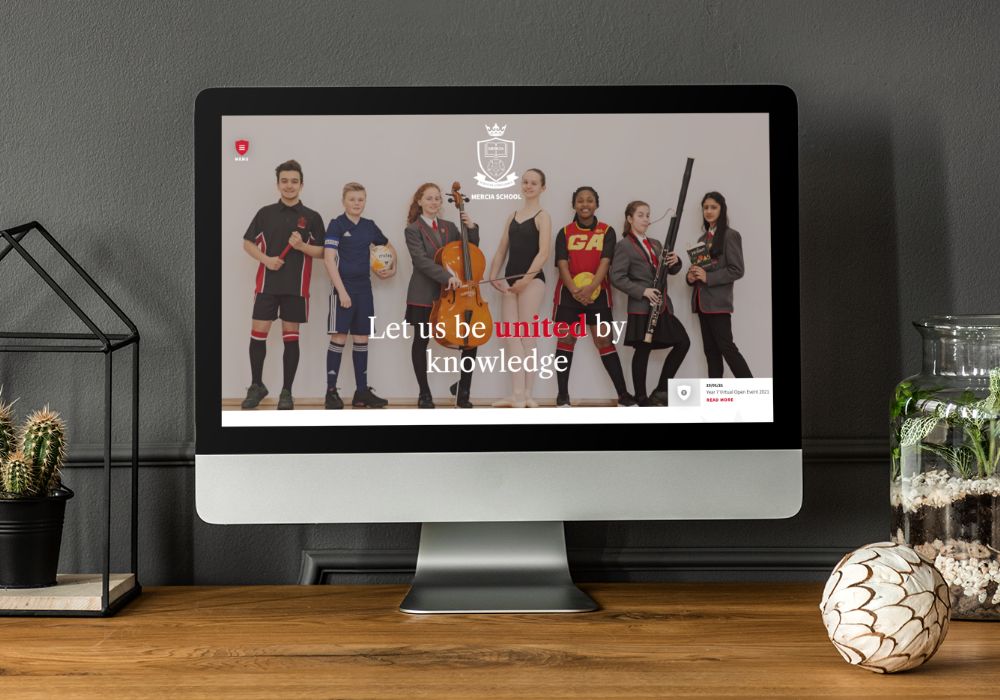 Mercia homepage on an iMac